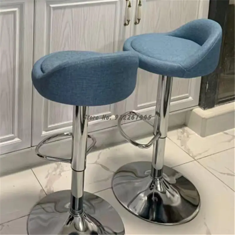 Современный простой тканевый барный стул с подъемной спинкой, вращающийся барный стул, бытовой креативный обеденный стул из кожи с маслом и воском