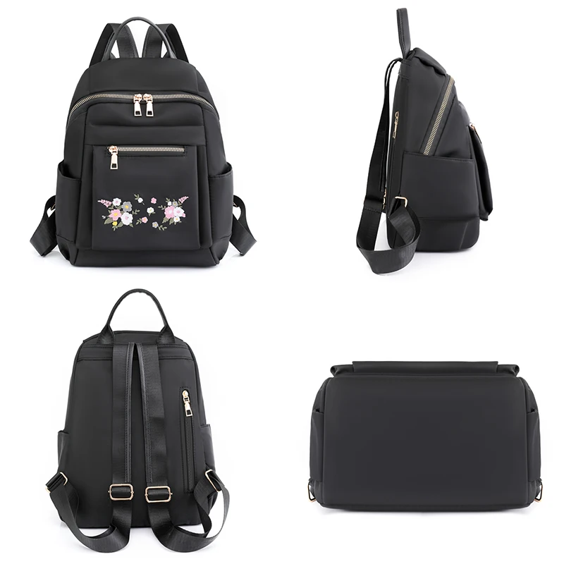 Доступны три цвета сумки С оригинальной вышивкой в китайском стиле, нейлоновые рюкзаки с двойным плечом сзади, женская дизайнерская школьная сумка