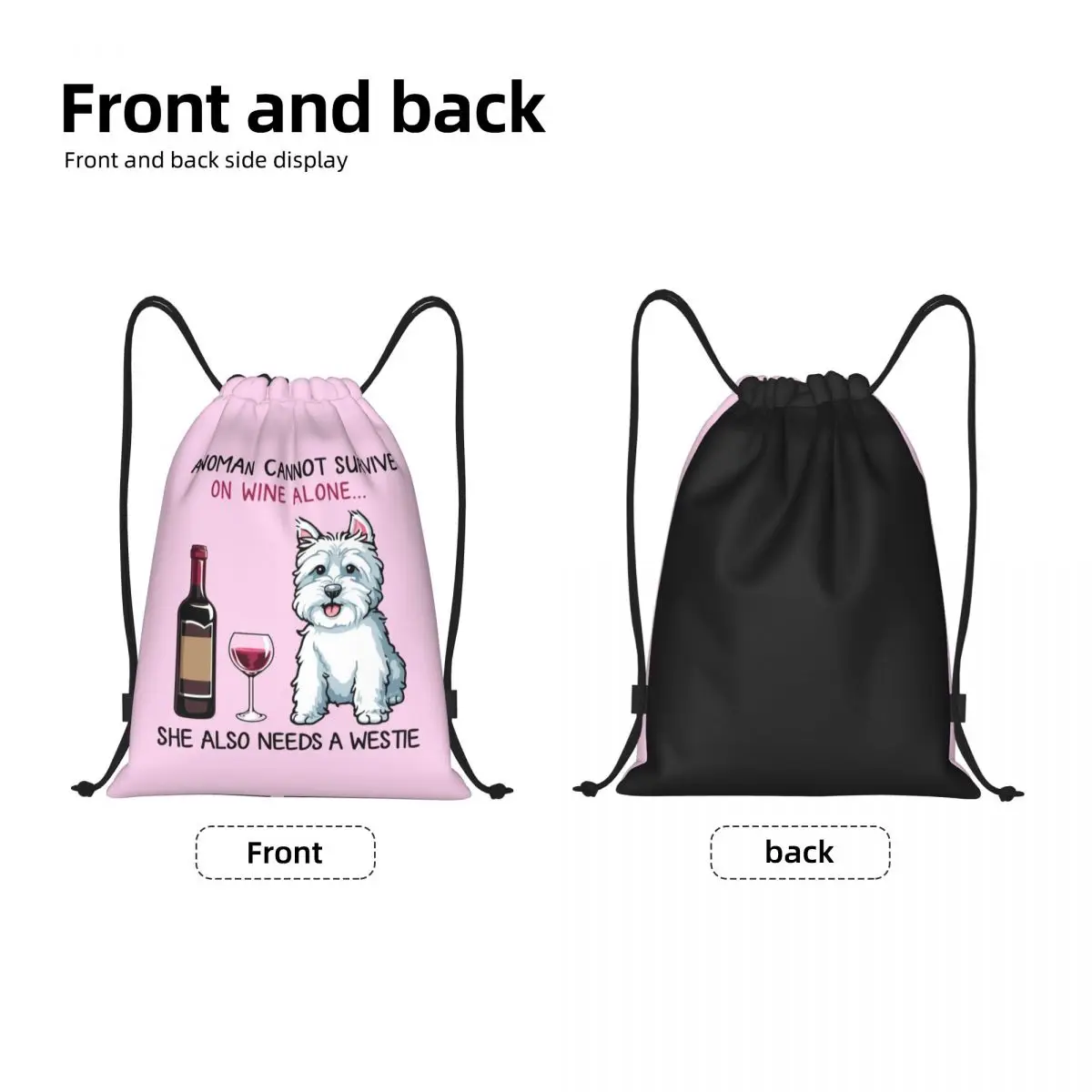 Рюкзак с рисунком забавной собаки на шнурке, спортивная сумка для женщин, Мужская сумка для покупок с Вест Хайленд-Уайт-терьером.