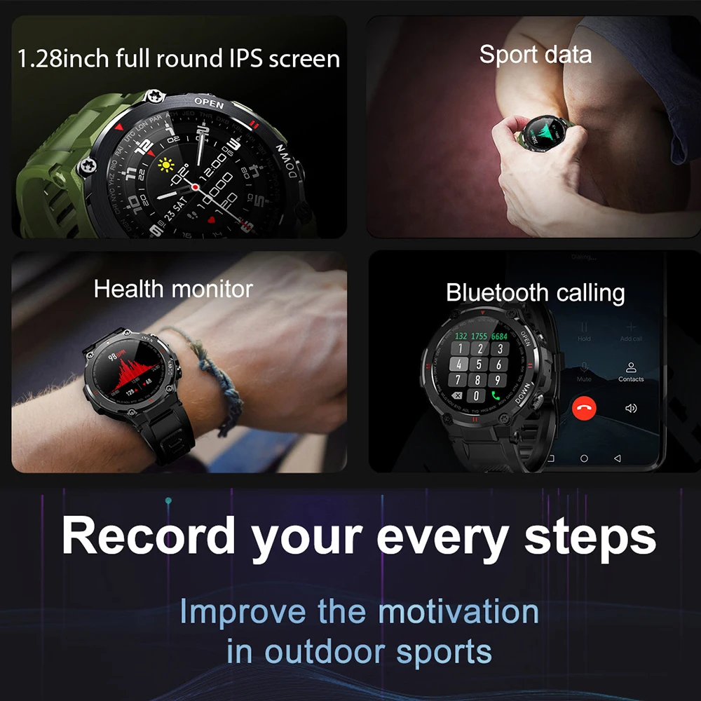 2023 Новые поступления Смарт-часы Мужские Спортивные Поддержка Bluetooth Вызов Управление музыкой Будильник Напоминание Умные часы для телефона Android