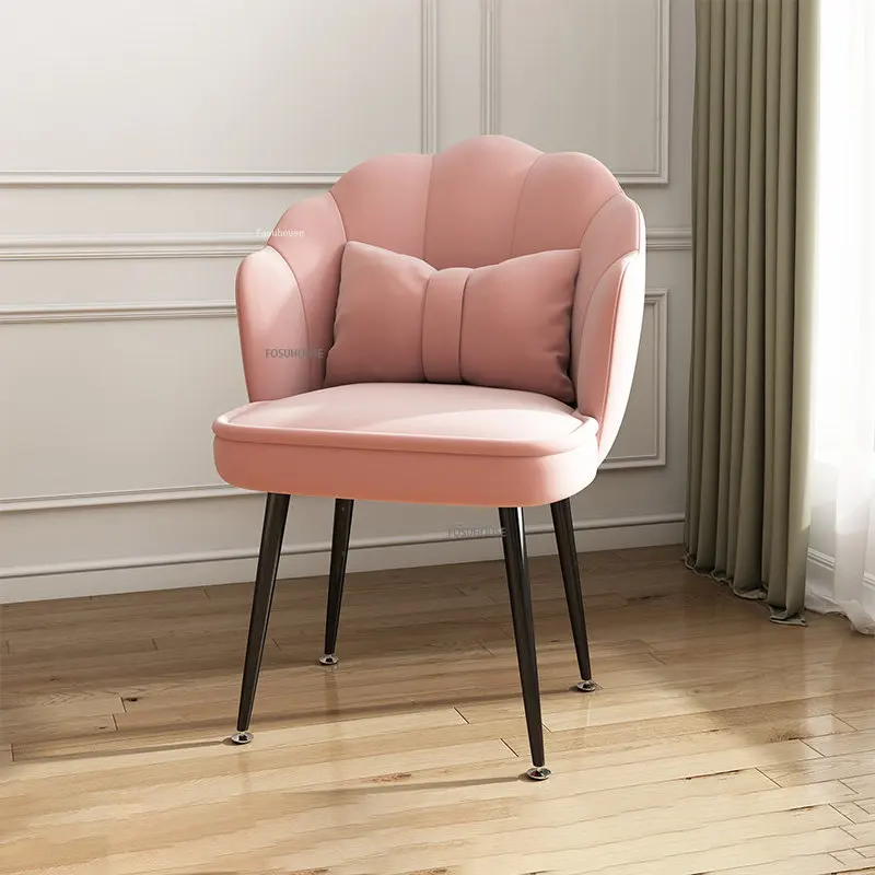 Обеденные стулья из скандинавского бархата для столовой, мебель для столовой, Легкая Роскошная Домашняя туалетная комната, Розовая спинка стула, обеденный стул для отдыха