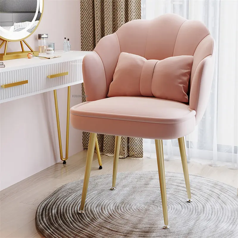Обеденные стулья из скандинавского бархата для столовой, мебель для столовой, Легкая Роскошная Домашняя туалетная комната, Розовая спинка стула, обеденный стул для отдыха