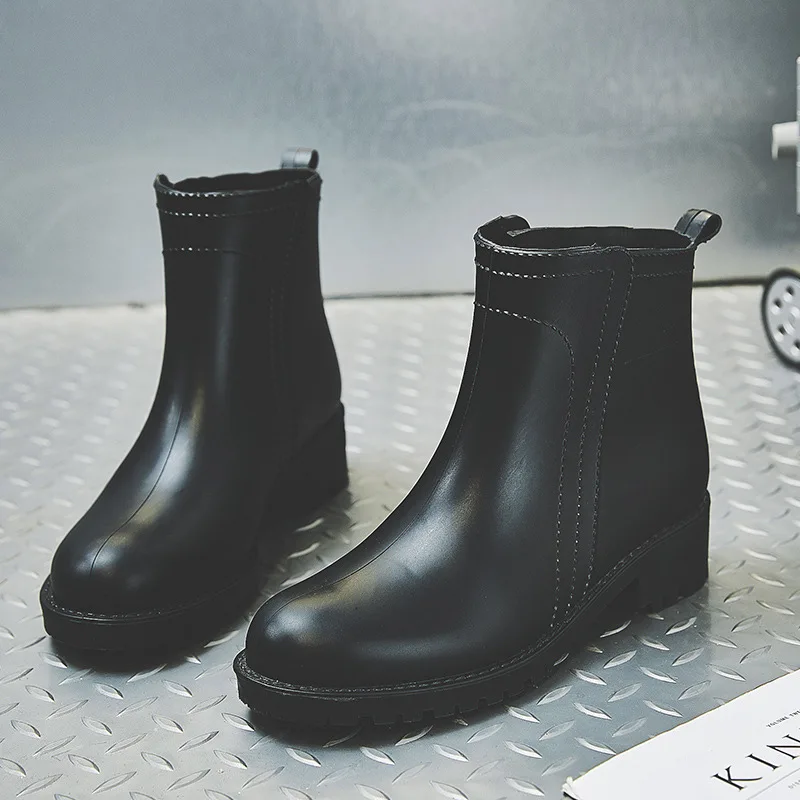 Модные короткие женские непромокаемые ботинки Martin, нескользящие непромокаемые ботинки с низким берцем, универсальные непромокаемые ботинки с темпераментом