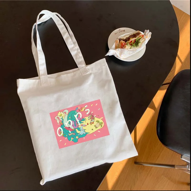Северная Америка Простая иллюстративная печать Женская повседневная холщовая сумка для покупок, сумка через плечо большой емкости
