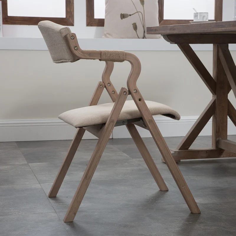 Складной стул в стиле ретро, современная Простая ткань для спинки, художественные обеденные стулья, стул для домашнего кабинета и отдыха, Складное хранилище