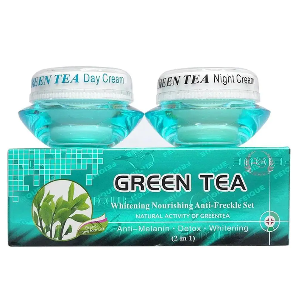 Отбеливающий Питательный набор против веснушек с зеленым чаем, Натуральный Крем Greentea Cream, Ночная активность N6U2