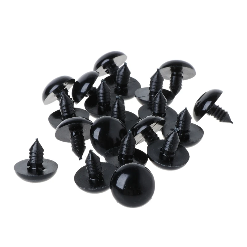 20шт 6-20 мм черных пластиковых защитных проушин для плюшевого мишки/кукол/игрушечных животных/валяния