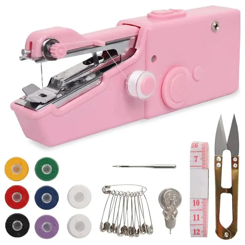 Портативная мини-швейная машина Беспроводная электрическая швейная машина для одежды Комплект из 23 предметов
