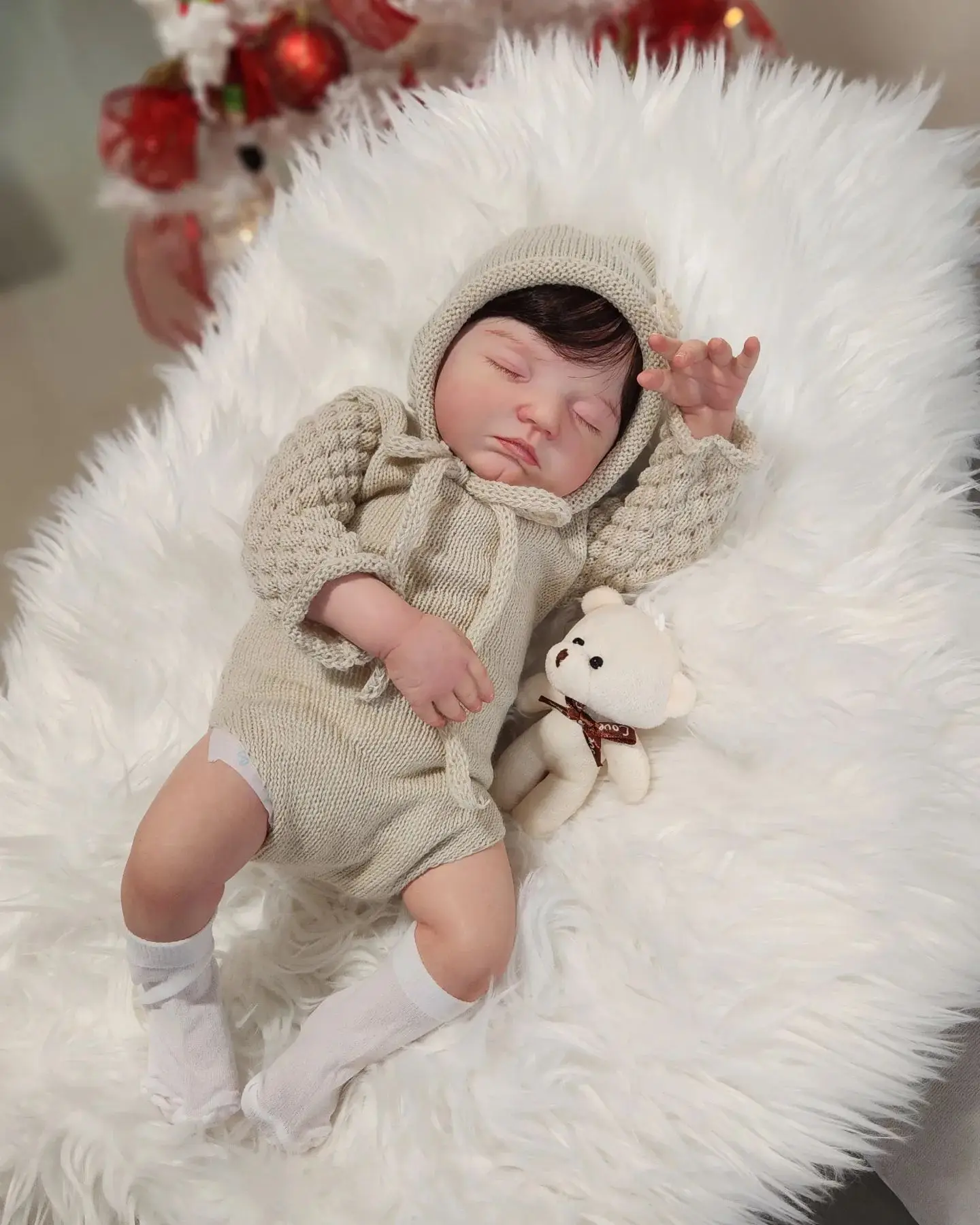 50 см Уже окрашенная Готовая кукла Bebe Reborn, настоящая, живая, спящая, размер новорожденного, реалистичная, мягкая на ощупь 3D-кукла для рисования кожи