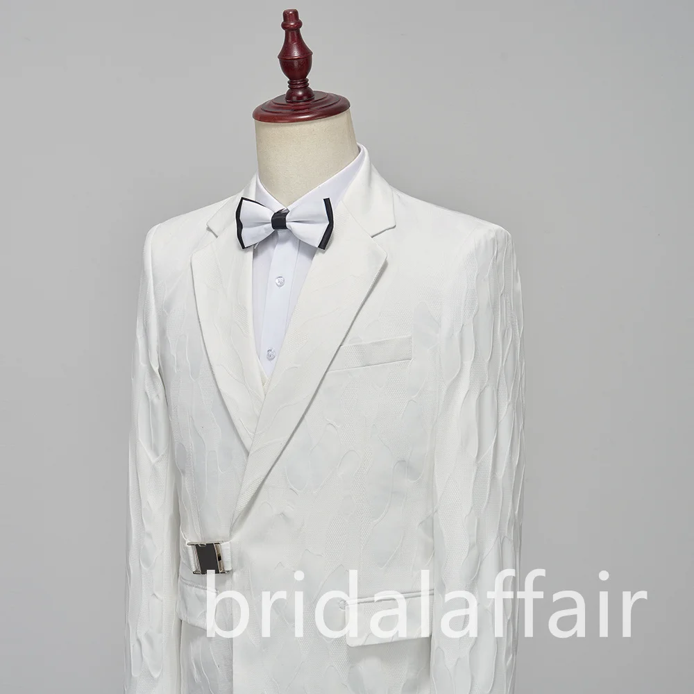 Мужские костюмы-смокинги из жаккарда с цветочным узором Bridalaffair, свадебный приталенный пиджак с жилетными брюками, мужской костюм из 3 предметов
