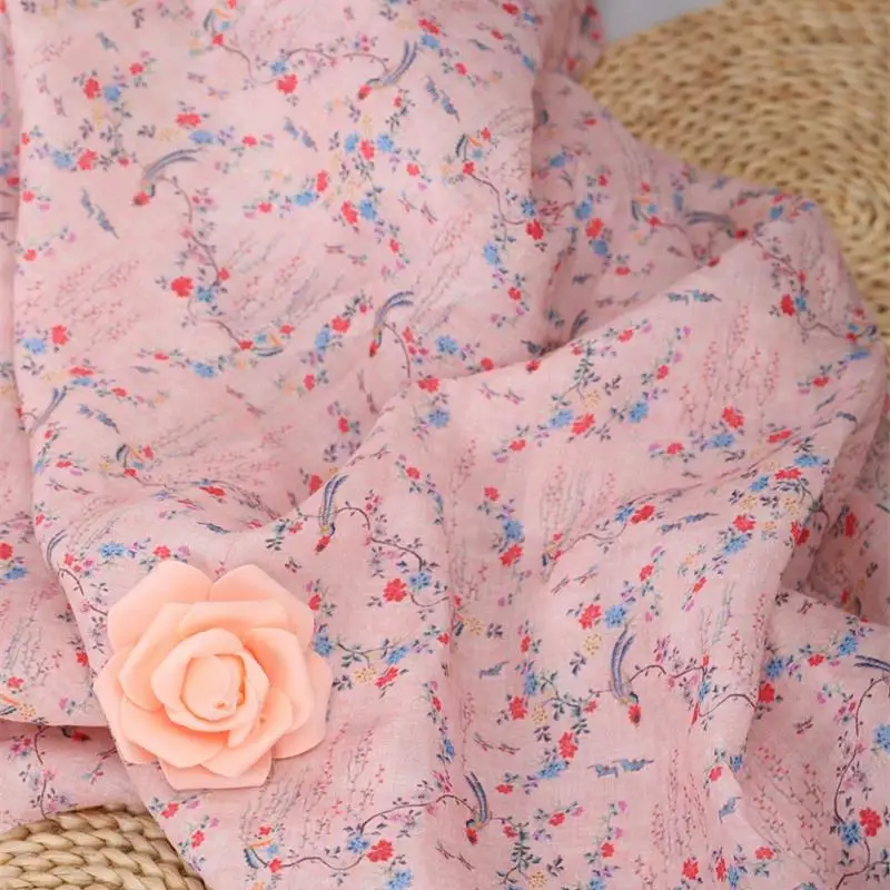 Высококачественная новая ткань с цифровой печатью Ramie в стиле пэчворк Оранжевые цветы, дышащая и модная ткань для юбок для одежды