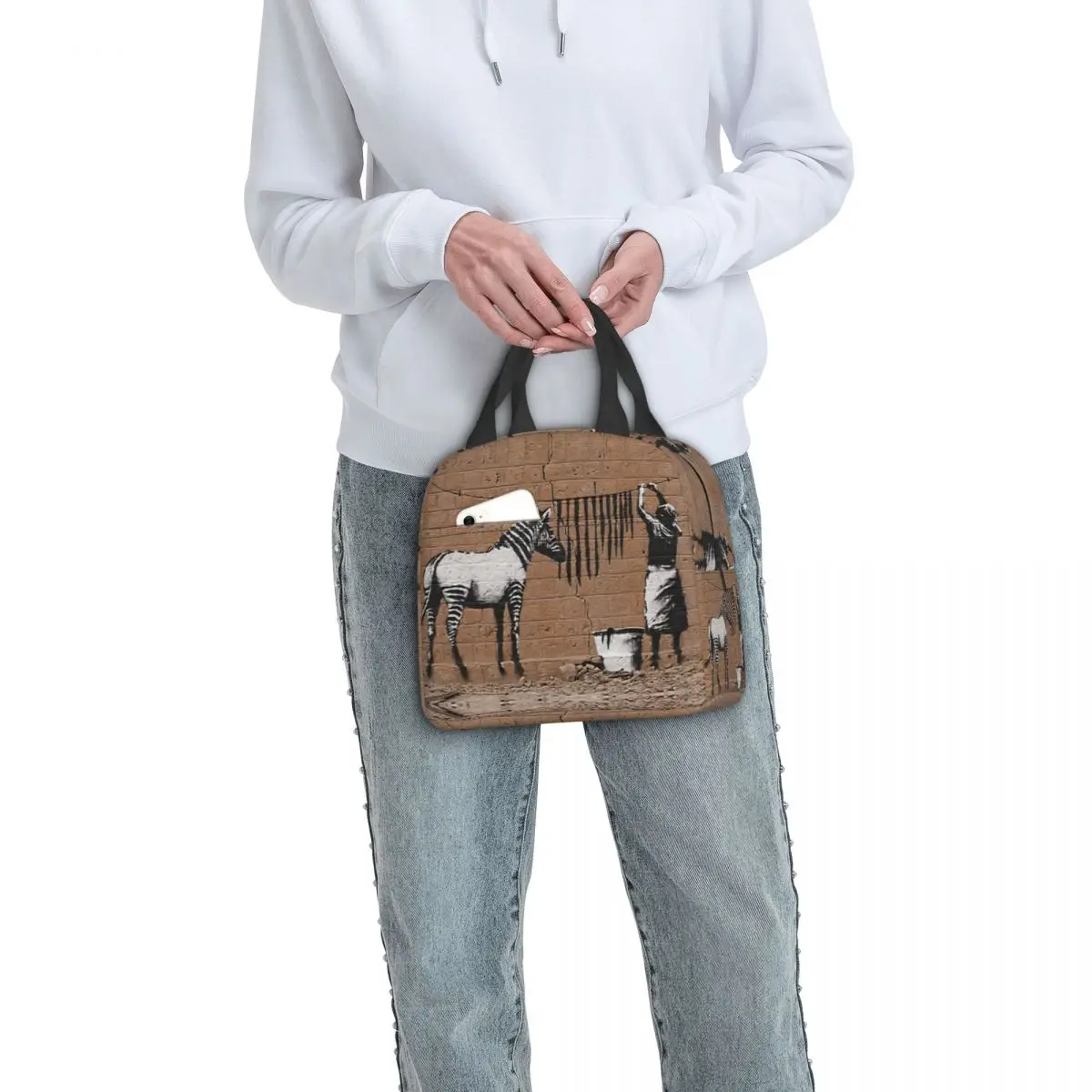Термоизолированный ланч-бокс с принтом Бэнкси и граффити в виде зебры, сменный ланч-бокс для женщин, детей, школы, кемпинга, путешествий, сумок для пикника