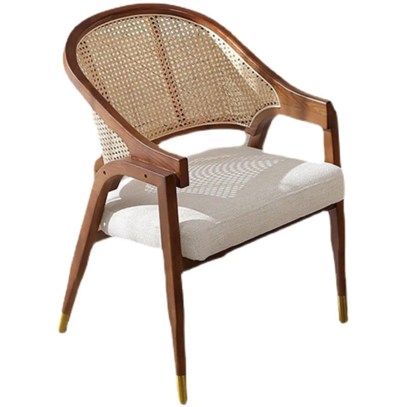 Обеденные стулья из массива дерева, плетеные из ротанга, Ретро-стулья для кафе, стул для отдыха, Скандинавское Дизайнерское кресло Со спинкой, Стулья для гостиной