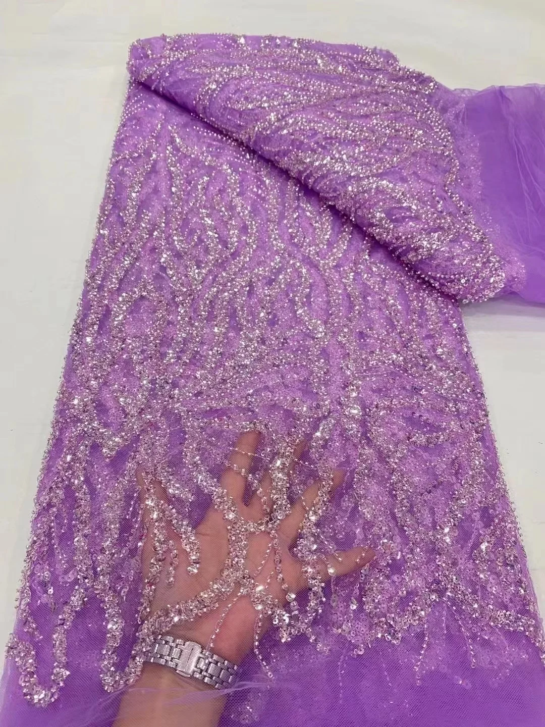 Мода 2023 года, Французский Тюль, Кружевная ткань с бисером, 5 Ярдов, Высококачественное Нигерийское свадебное платье, вышивка пайетками, Африканский кружевной материал