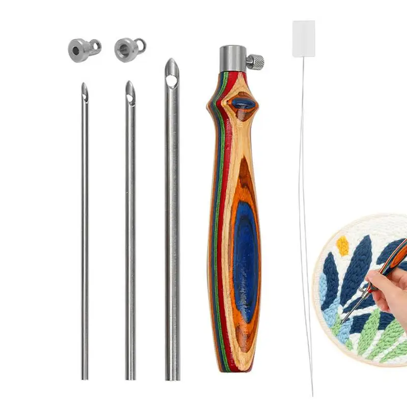 Набор инструментов для вышивания перфорационной иглой, Перфораторная игла и нитевдеватель Для вышивания, Инструменты для вышивания крестиком, Вязание