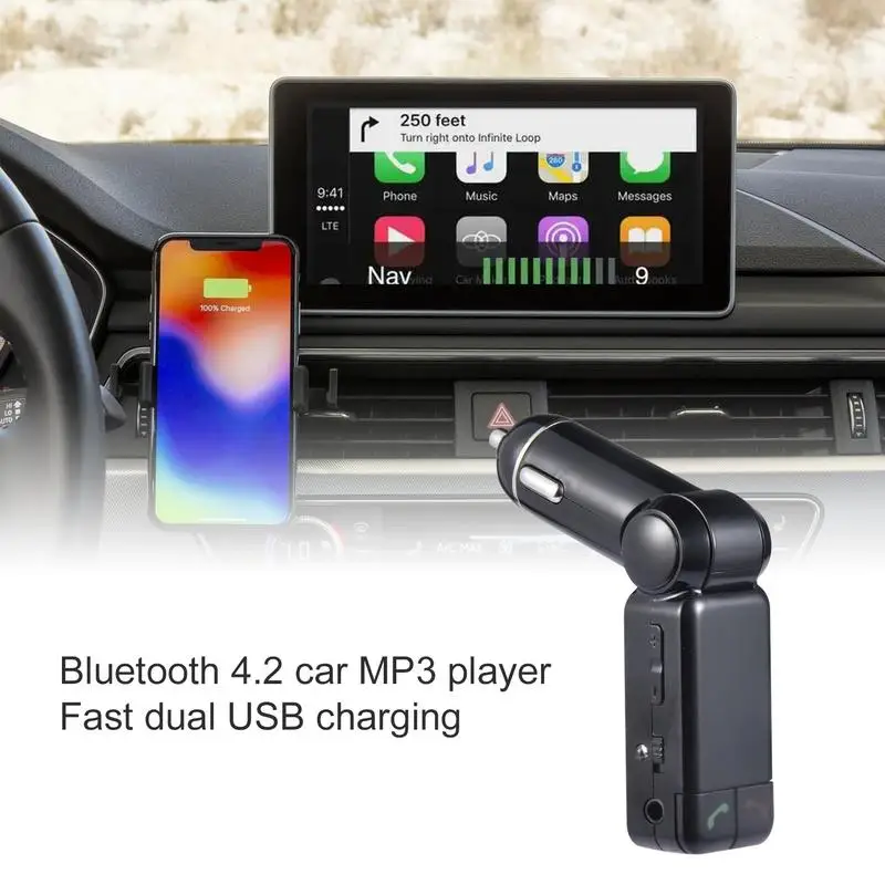 FM-передатчик для автомобиля, адаптер беспроводного радио с USB-накопителем, автомобильное зарядное устройство с двойным USB-выходом, музыкальный плеер для автомобиля