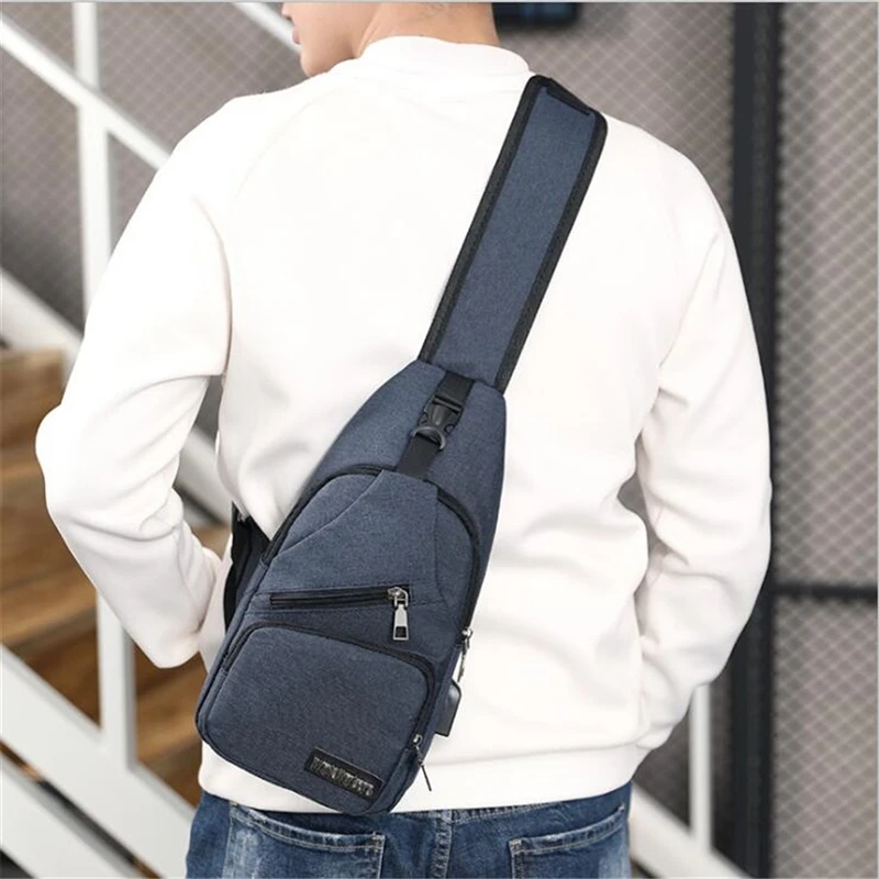 Нагрудная сумка для мужчин, сумка через плечо, водонепроницаемая USB-сумка, противоугонная сумка для путешествий, нагрудная посылка, модный роскошный дизайнер