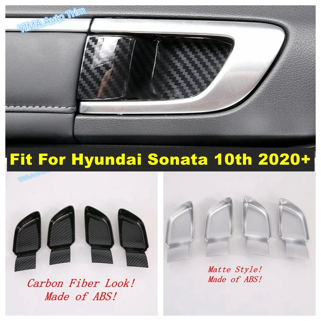 Наклейка на дверную чашу автомобиля, накладка на молдинг салона, подходит для Hyundai Sonata 10th 2020 - 2022, внешний вид из углеродного волокна / матовые аксессуары