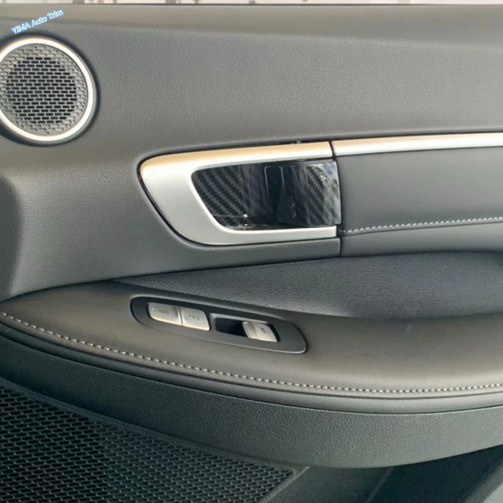 Наклейка на дверную чашу автомобиля, накладка на молдинг салона, подходит для Hyundai Sonata 10th 2020 - 2022, внешний вид из углеродного волокна / матовые аксессуары