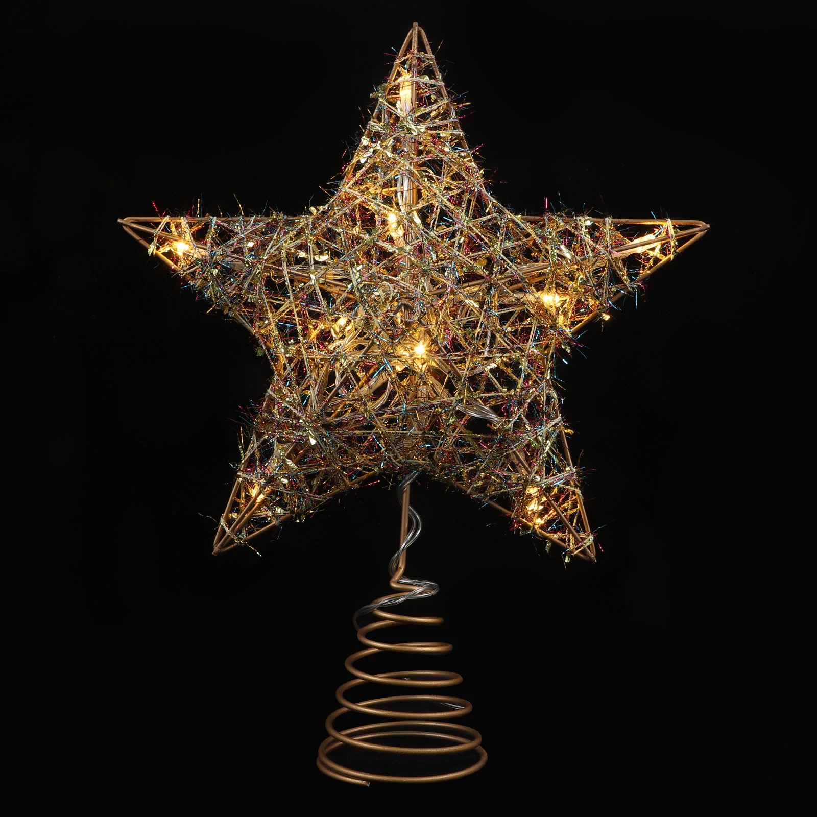 Рождественская елка Верхушка Звезда светодиодный Топпер Рождественское украшение на дереве Шелковый Орнамент