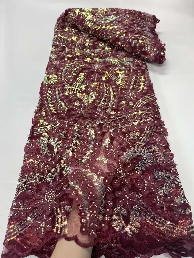 африканская кружевная ткань 2023, высококачественная новая нигерийская кружевная ткань, платья с пайетками для женщин, 5 ярдов