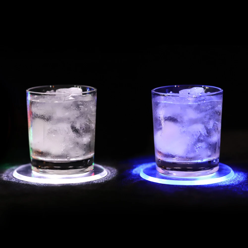 Светодиодный подстаканник, Подставка для кружек, Акриловый коврик для освещения коктейлей в баре, Кухонные принадлежности для вечеринки в домашнем баре.