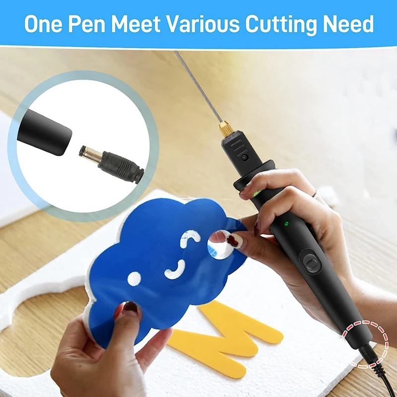 Пенорезка, черная 10-сантиметровая ручка-резак с подсветкой, электрический режущий инструмент для ручной работы, штепсельная вилка США