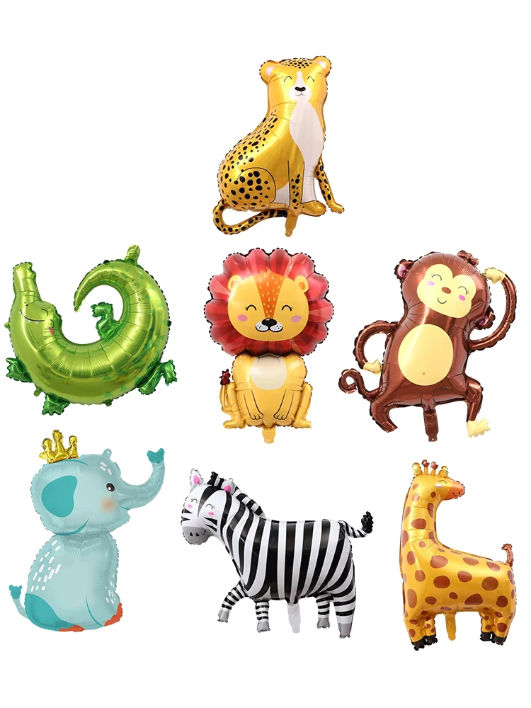 7шт. Аллигатор, Жираф, слон, украшения для вечеринок с животными в джунглях для детей, надувные изысканные воздушные шары из фольги в зоопарке, Обезьяна