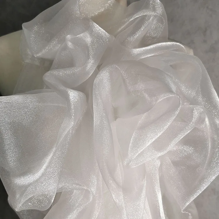 Расшитый бисером Кристалл монохромный шифон Органза Дизайнерская ткань Одежда своими руками Платье Hanfu Ткани для рубашек с большим рукавом