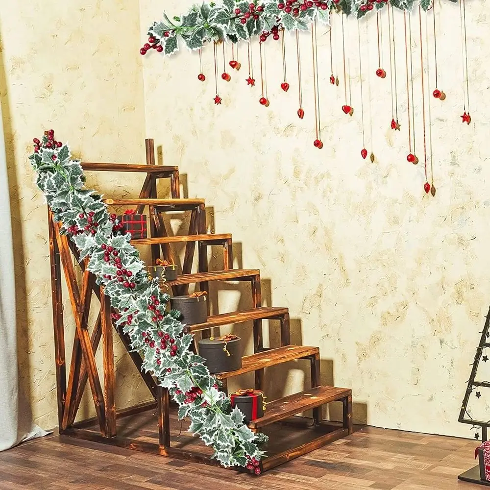 Красная Ягода Рождественская Ягодная Лоза Искусственная Стена Дверная Гирлянда Имитация атмосферы Сосновой Лозы Подвесные Зеленые Растения Виноградная лоза