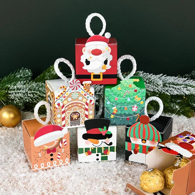 8шт Подарочных коробок с Рождеством Христовым, Мультяшный Санта-Клаус, Рождественская елка, Упаковочная коробка, Подарки для Рождественской вечеринки, украшения, Новый год