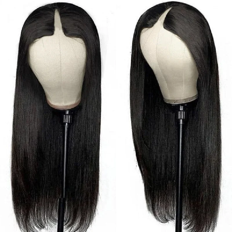 Парики из прямых человеческих волос Бесклеевой парик Princess Hair Wig Официальный магазин V Part Wigs в продаже Распродажа Париков с прямыми волосами Машинный парик