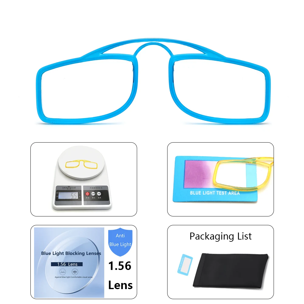 Зажим для носа NONOR TR, Портативные очки для чтения с линзой 1,56, Индивидуальная защита от близорукости от 0,1 до 300 градусов или увеличительные очки