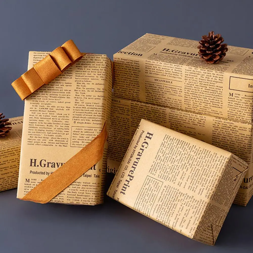 1 Комплект оберточной бумаги для цветов, Дизайн газеты, Буквенный принт, Изысканная Подарочная упаковка 