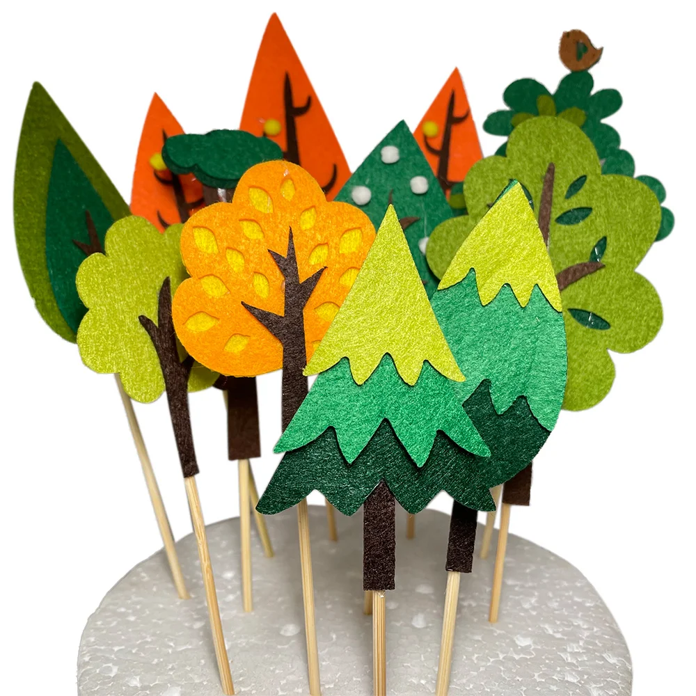 Топпер для торта Woodland Green Trees Ручной работы в лесной тематике Декор торта для детского Дня рождения, Душа ребенка, украшения для вечеринок