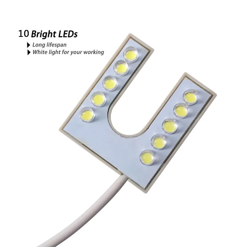 10 Светодиодных Ламп Для Швейной Машины Энергосберегающий 110-265 В EU / US Plug Work Light Светильник С Магнитным Креплением для Освещения Швейной Машины