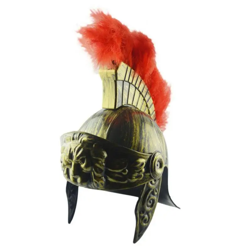Пластиковый шлем Шляпа Маскарад Косплей Декор для вечеринок Средневековый Древнеримский Винтажный шлем Стильный Лев с пером