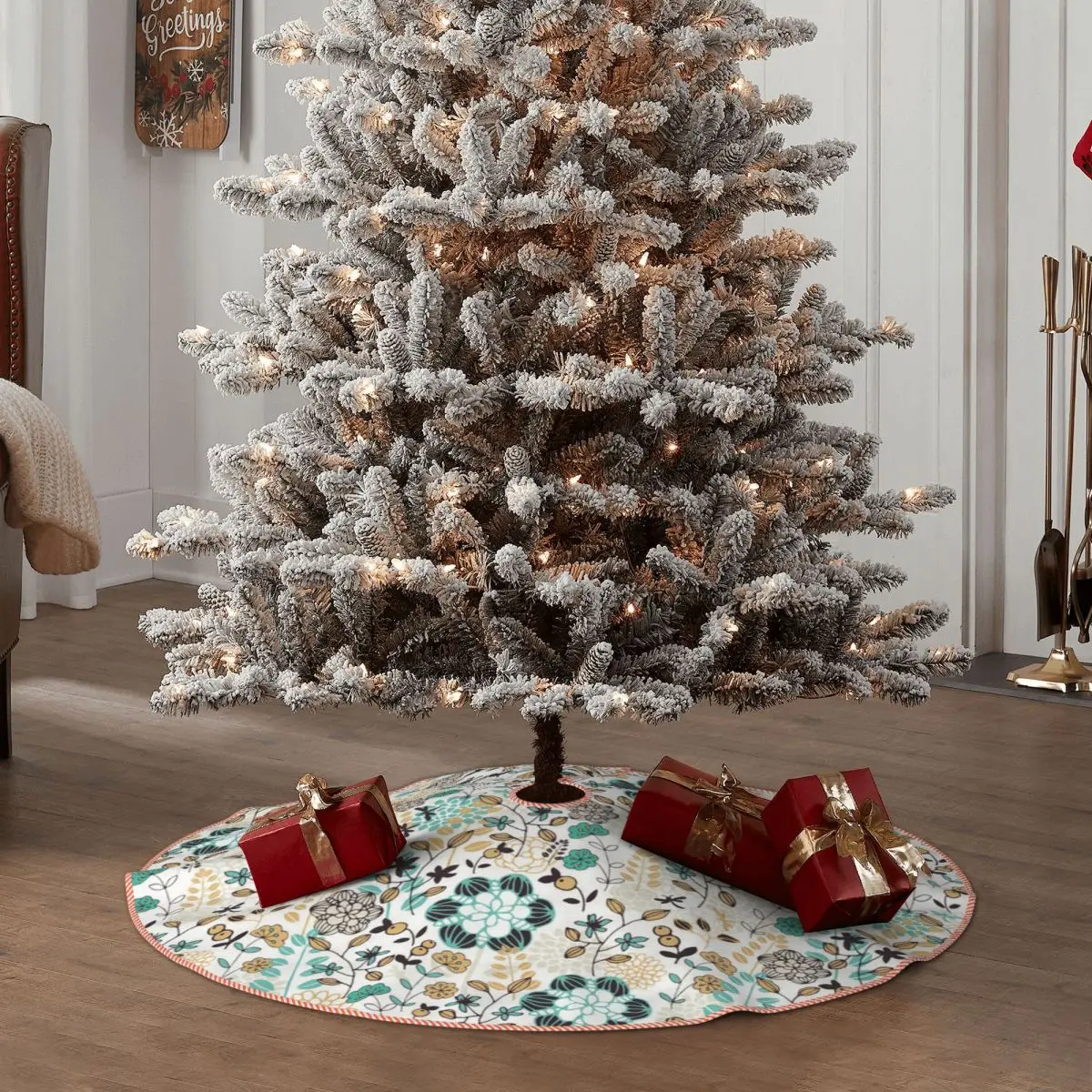Бесшовная юбка в виде Рождественской елки с цветочным узором, Домашний декор, 30 