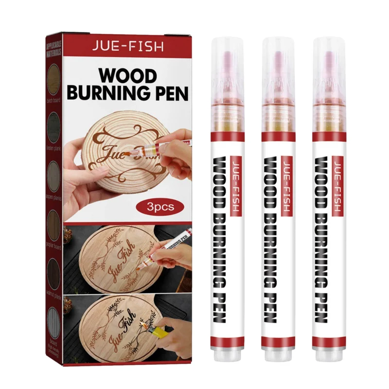 3шт Маркер для выжигания древесины Химическая ручка для выжигания древесины Гибкая ручка для маркировки этикеток из дерева Ручка для поделок из дерева для декоративно-прикладного искусства