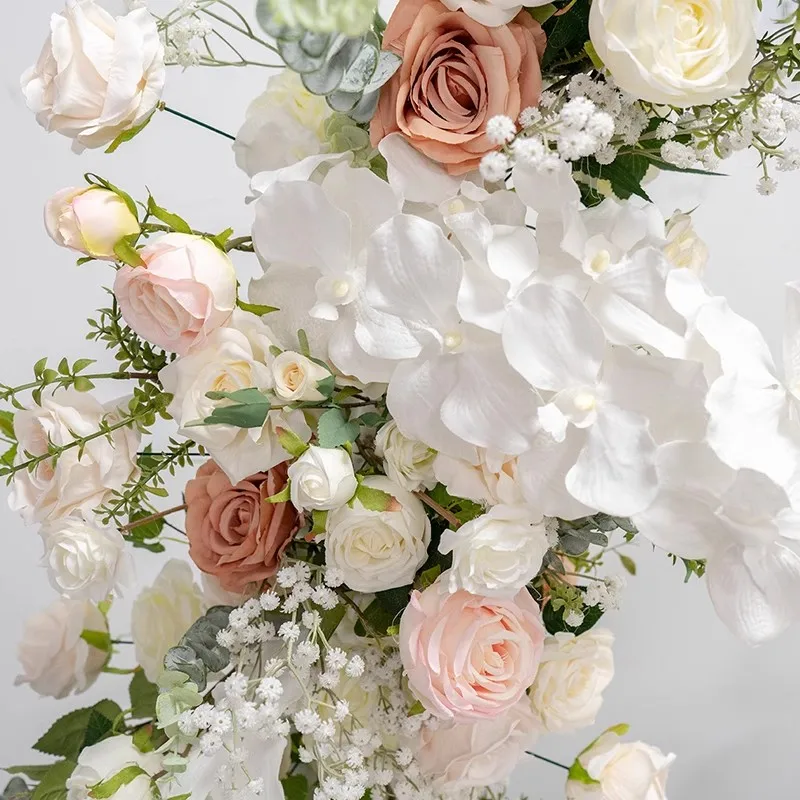 Арка-труба, розово-белая цветочная композиция, свадебный декор, подставка для цветов, витрина для вечеринки.