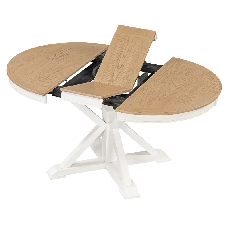 St000078aфункциональная мебель Обеденный стол в стиле ретро с выдвижным столом и 4 мягкими стульями для столовой и
