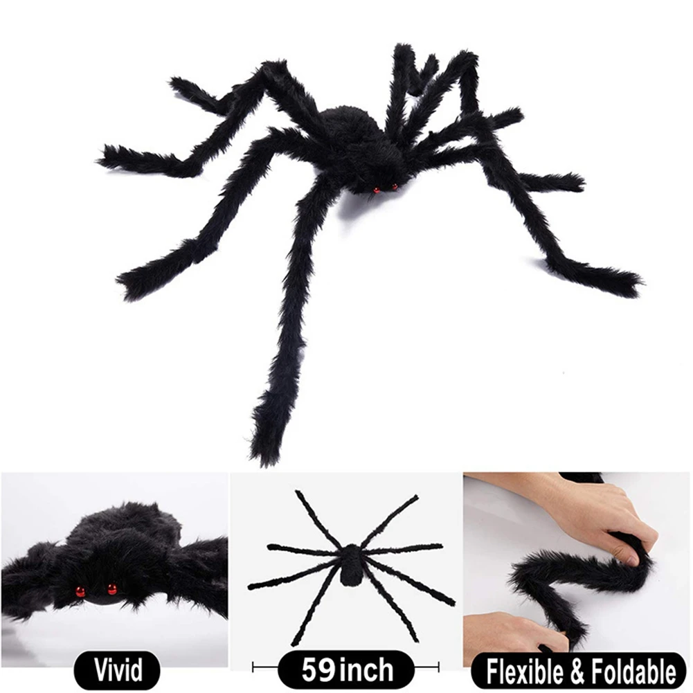 150 см Черный паук, украшение для Хэллоуина, реквизит для дома с Привидениями, крытый и открытый Гигантский декор