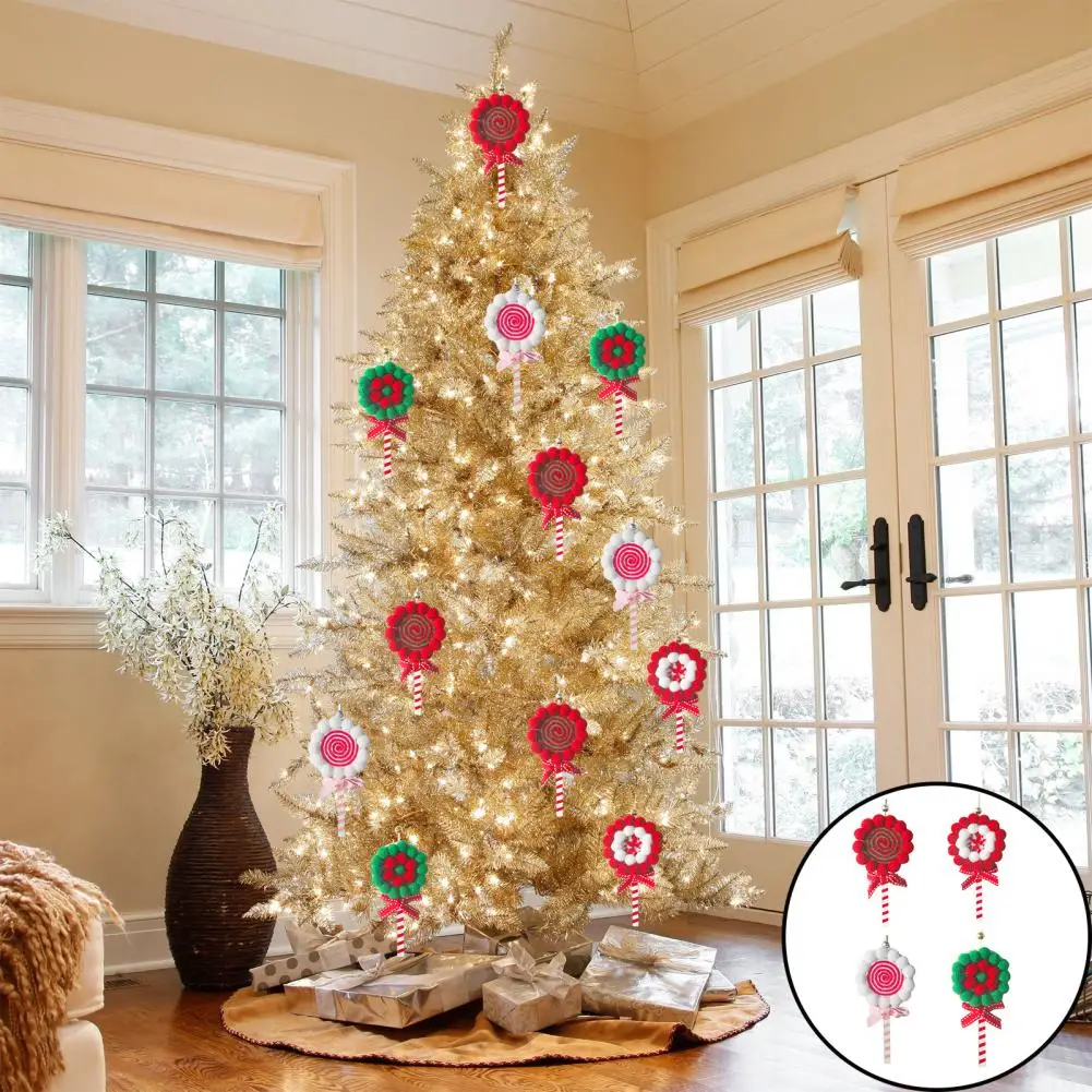 Подвеска в виде Рождественской елки, Праздничный Декор для дома, Красочные подвески в форме рождественской елки в форме леденца с соответствующими полосками в виде луков, Рождество