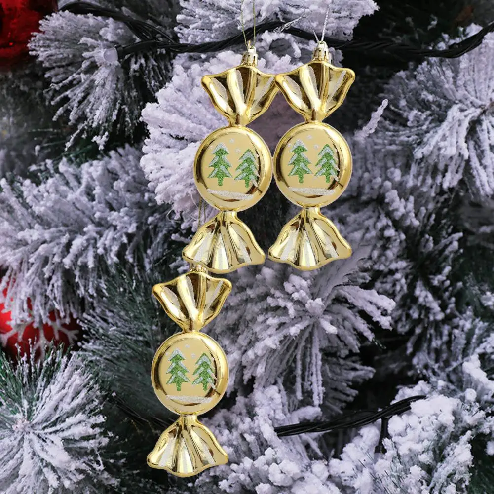 Рождественский декор из конфет Многоразовые украшения из конфет с гальваническим покрытием для праздничного декора Рождественской елки Набор из 2 пластиковых сладких подвесок