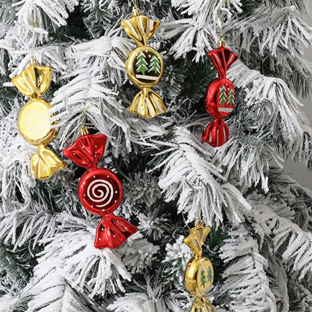 Рождественский декор из конфет Многоразовые украшения из конфет с гальваническим покрытием для праздничного декора Рождественской елки Набор из 2 пластиковых сладких подвесок
