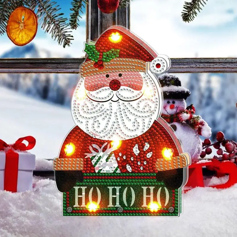 Светодиодный светильник Santa Clause Crystal с подсветкой, настольное украшение, Рождественское украшение, домашний декор для спальни, Рождественский кристалл, горный хрусталь
