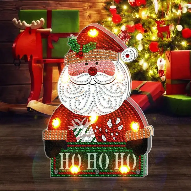 Светодиодный светильник Santa Clause Crystal с подсветкой, настольное украшение, Рождественское украшение, домашний декор для спальни, Рождественский кристалл, горный хрусталь