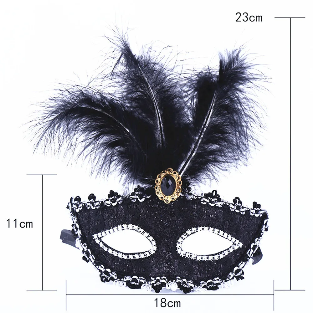 Маскарадная кружевная маска из перьев 10шт для женщин и девочек, пластиковые венецианские маски для Хэллоуина, костюмированный бал Марди Гра