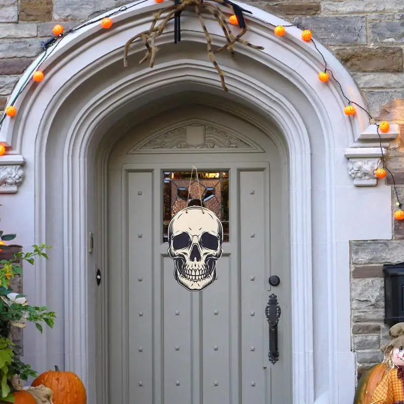 Знаки на Хэллоуин для входной двери, орнамент в виде головы черепа, счастливого Хэллоуина, дверная табличка для украшения вечеринки, поделки своими руками, декор входной двери