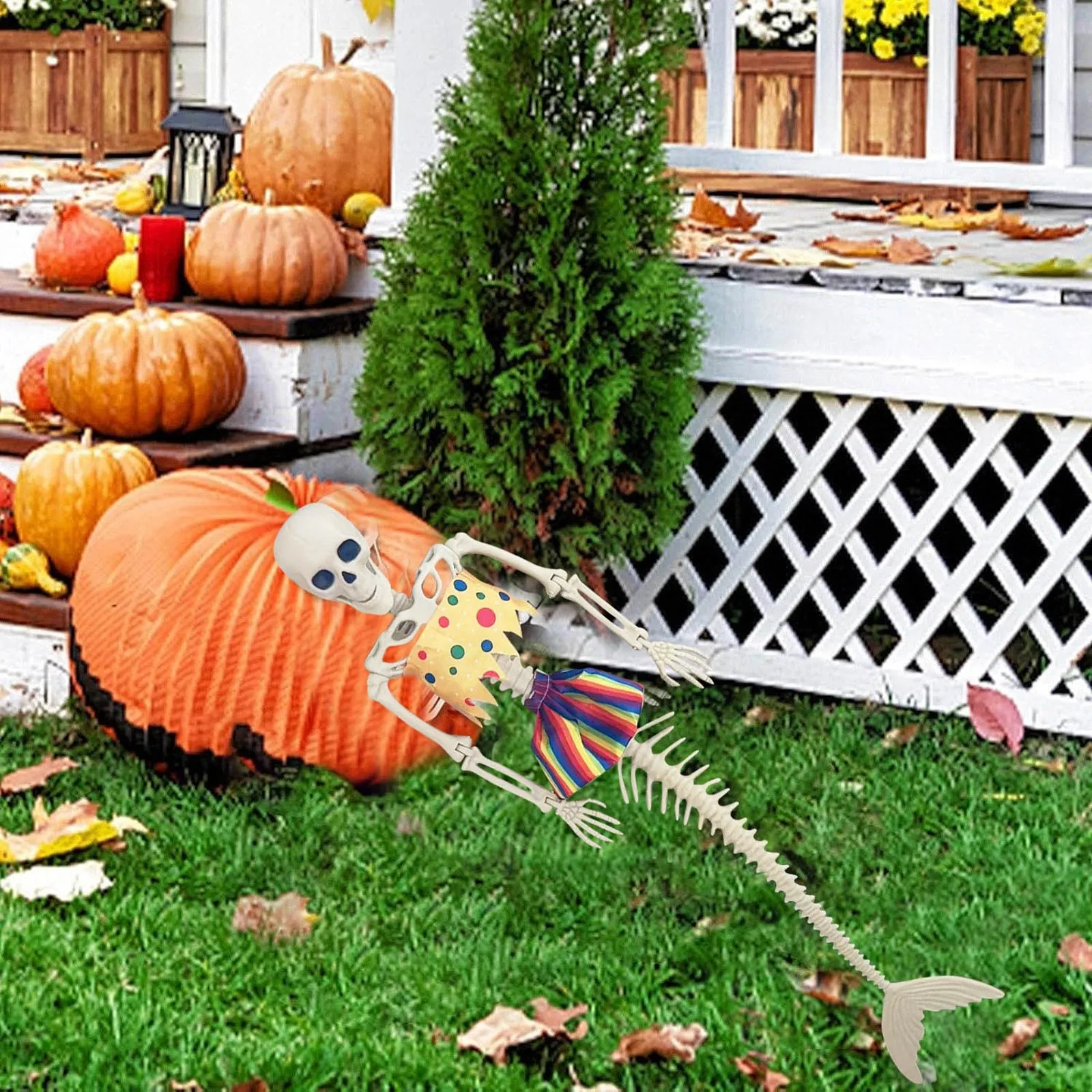 Скелет в натуральную величину Красочный скелет одежды Наружные украшения на Хэллоуин Реалистичное полное тело, доступные Суставы, кости, Страшно